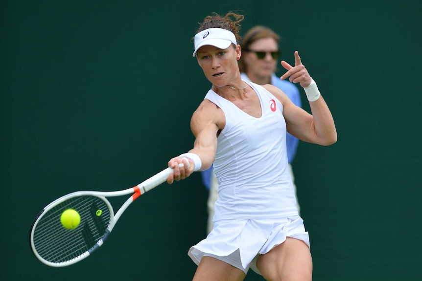 Sam Stosur plays a forehand shot