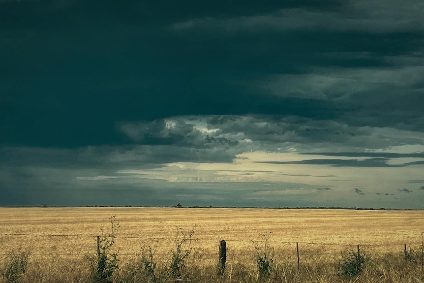 Dark stormy sky brewing in the afternoon