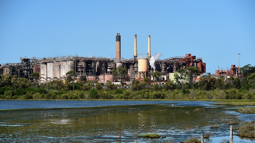 A general view of the Queensland Alumina Limited (QAL) alumina refinery in Gladstone