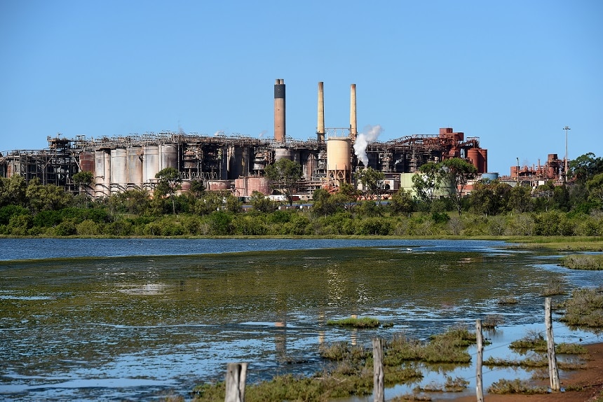 A general view of the Queensland Alumina Limited (QAL) alumina refinery in Gladstone