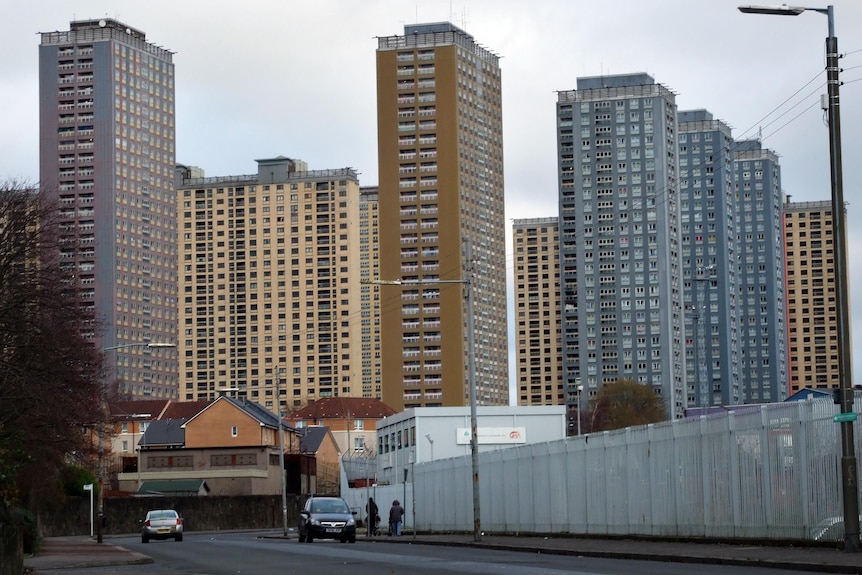 The Red Road Flats, located on the north-east edge of Glasgow.