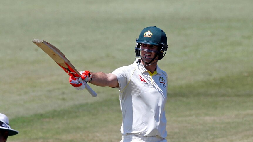 Mitchell Marsh celebrates a half-century against South Africa