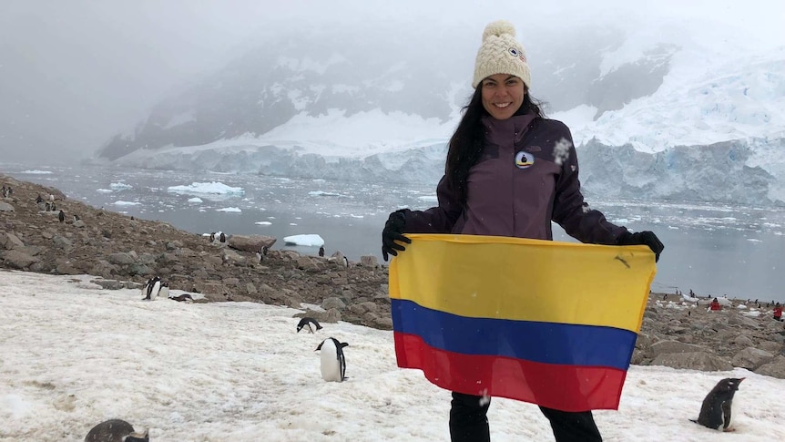 Paola with penguins