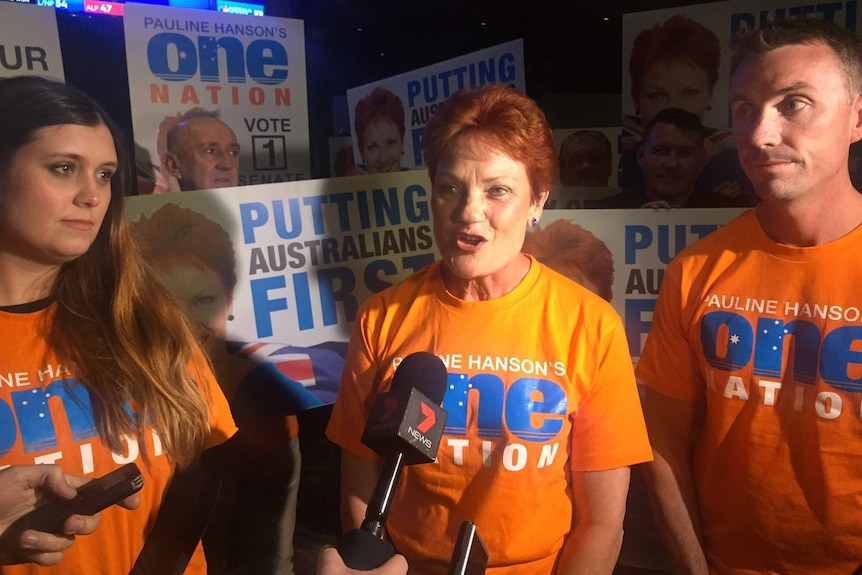 Pauline Hanson and James Ashby on election night