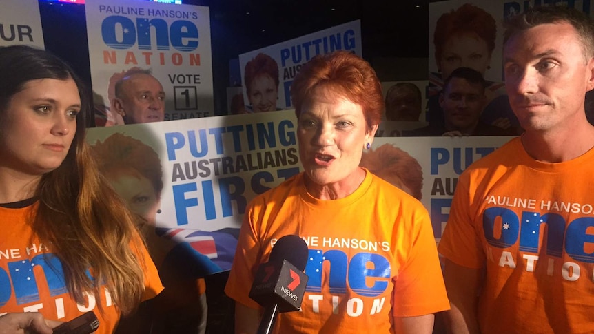 Pauline Hanson and James Ashby on election night