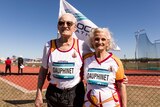 Bundaberg athletes Maurice Dauphinet, 96, with his wife Christiane Dauphinet, 91