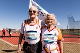 Bundaberg athletes Maurice Dauphinet, 96, with his wife Christiane Dauphinet, 91