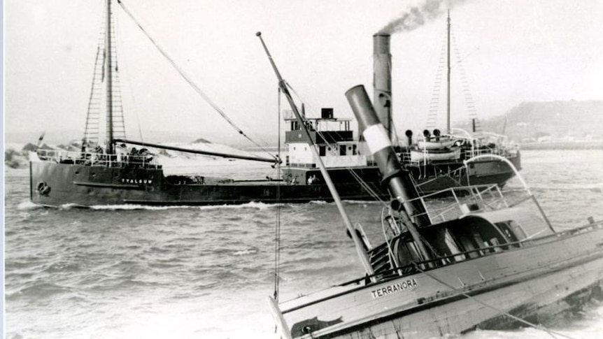 An old photograph of a ship.