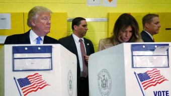 Donald Trump casts his vote during the 2016 US presidential election