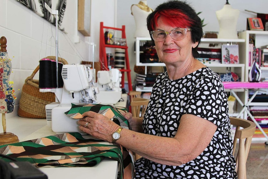 woman at sewing machine