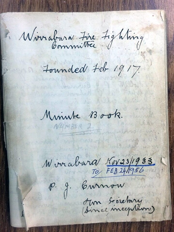 The Wirrabara CFS brigade's minute book from February 1917.