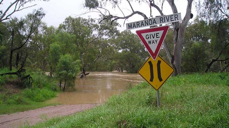 Maranoa River in flood at Springfield Station at Mitchell, on December 7, 2011,