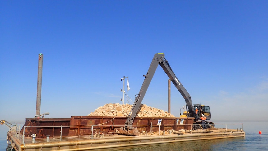 Barge with limestone