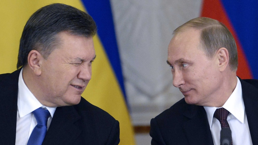 Ukrainian president Viktor Yanukovich and Russia's president Vladimir Putin