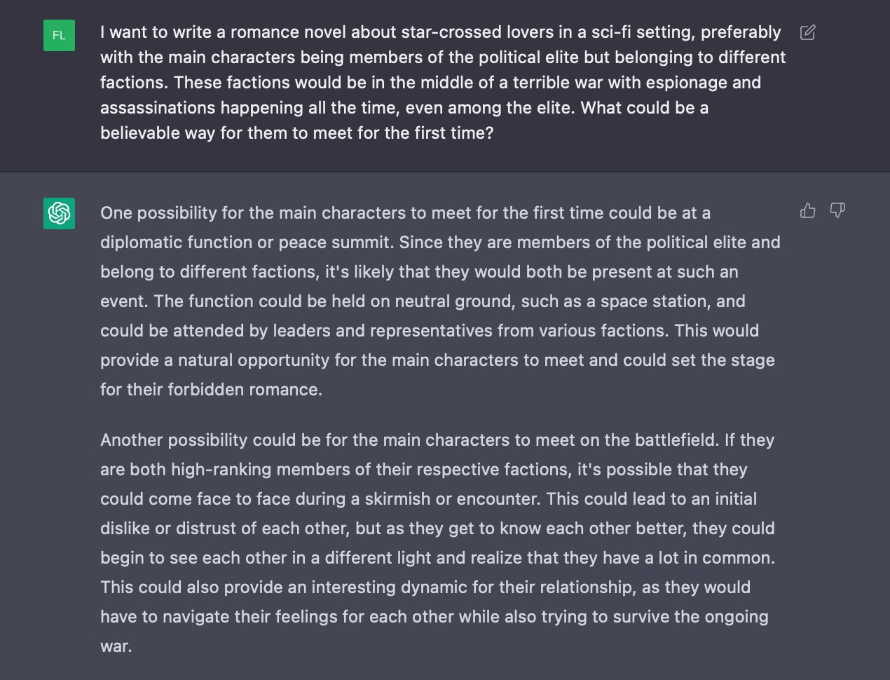 An example of what ChatGPT will generate from a text prompt