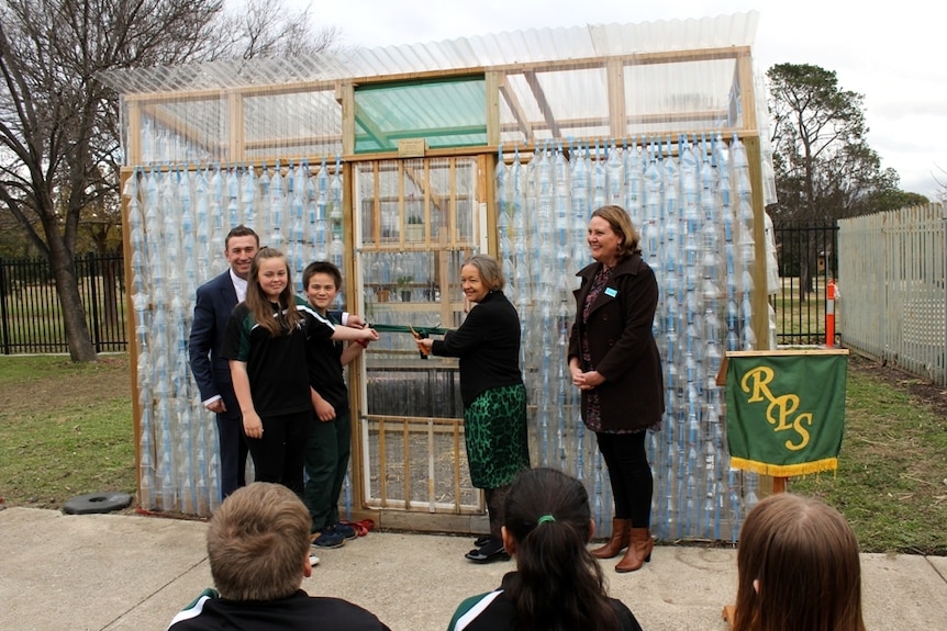 Greenhouse made from recycled plastic bottles