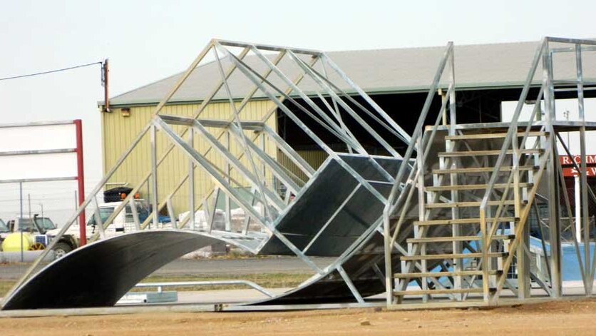 Storm damaged skate park at Richmond, east of Mount Isa, in north-west Queensland.