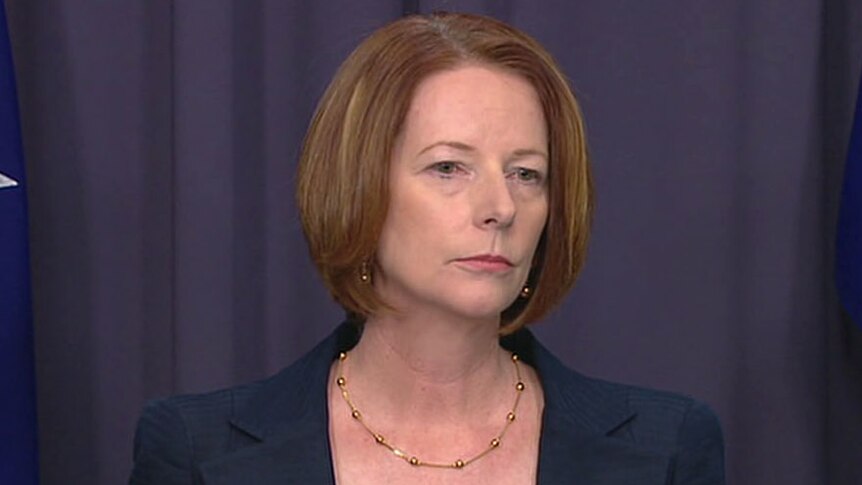 Julia Gillard at child abuse royal commission press conference