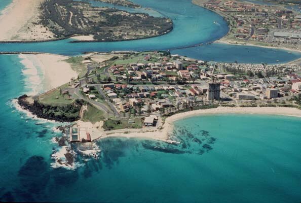 An aerial shot of coolangatta beaches