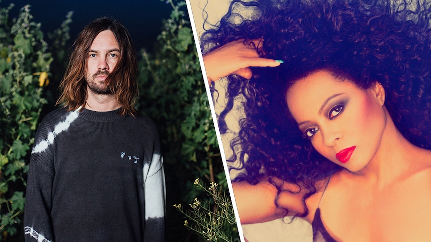 A collage of Tame Impala's Kevin Parker and Diana Ross