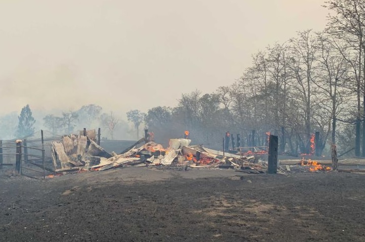 Shed destroyed in bushfires west of Kempsey in November 2019.