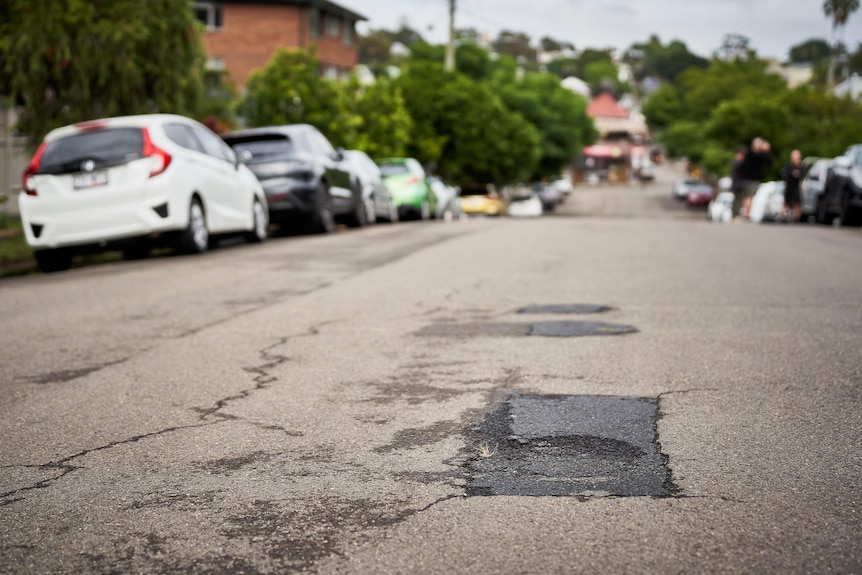Potholes on a street in Sydney