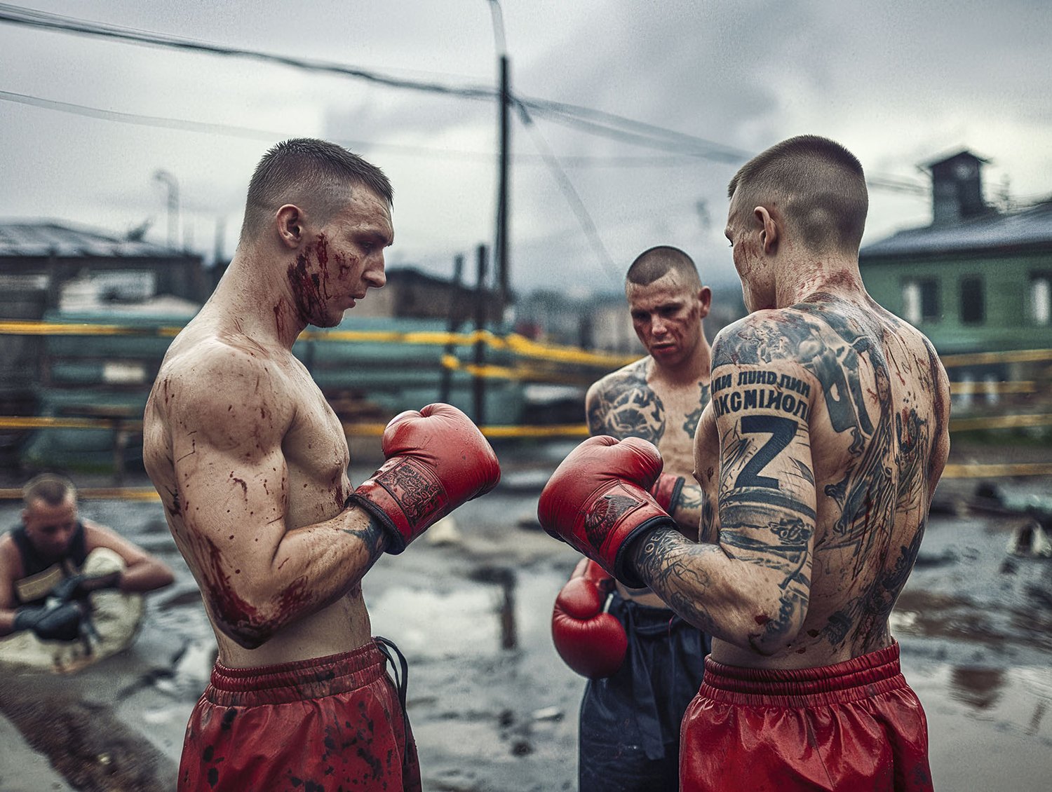 ai generated image of three men boxing