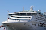 A front-on view of the Sea Princess as it sits in the Freemantle port