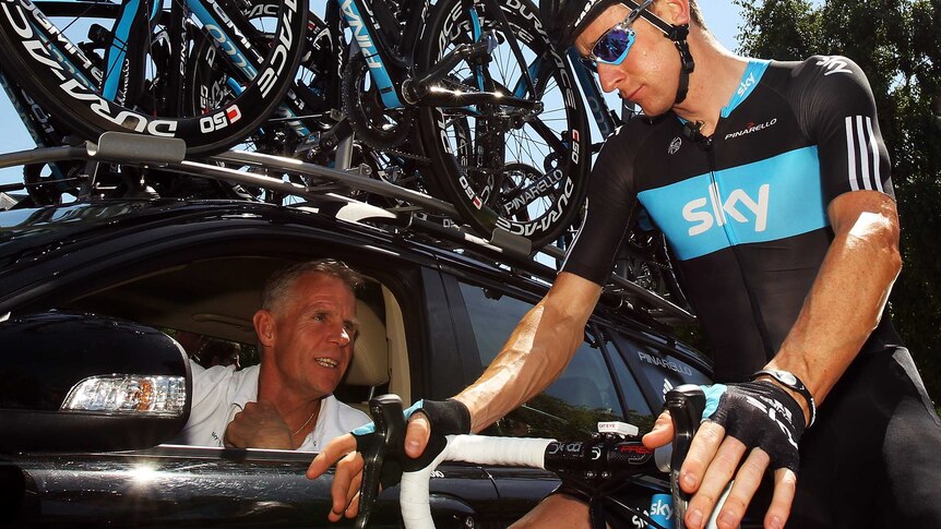 Shane Sutton (L) and Bradley Wiggins (R) are making steady progress after separate crashes.