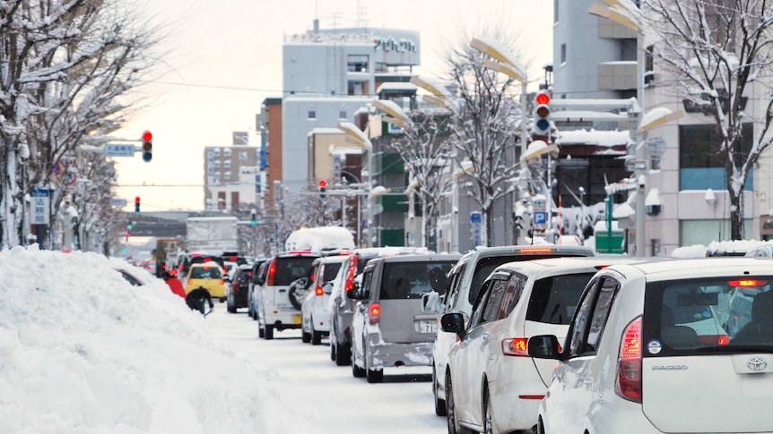 Transport chaos as snow storm sweeps across northern Japan