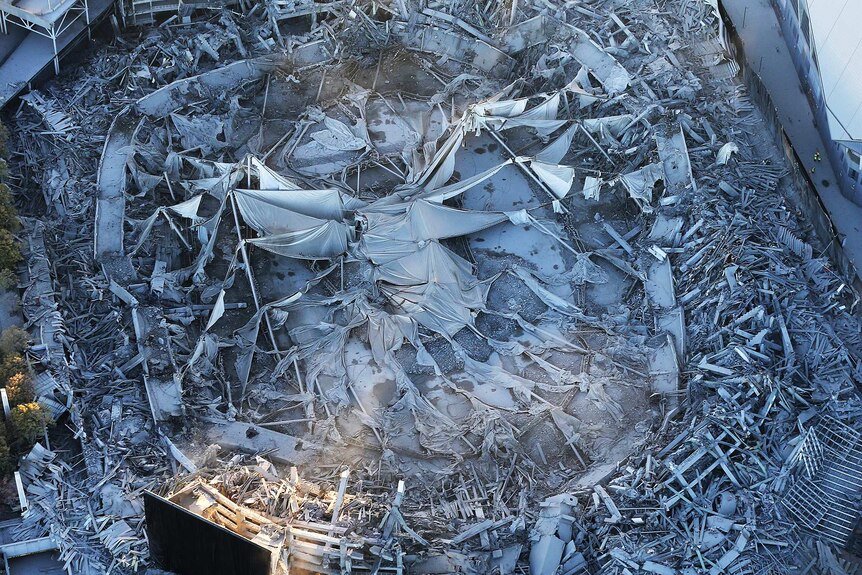 Aerial view of imploded Atlanta Dome