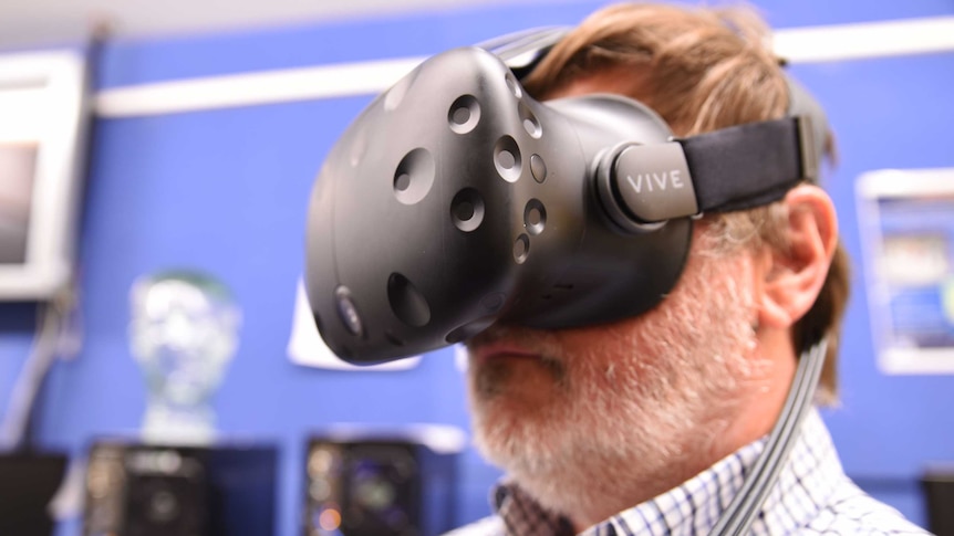 Professor Bruce Thomas with VIVE VR headset