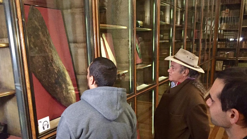 Rodney Kelly looks at the Cooman Shield inside the British Museum.