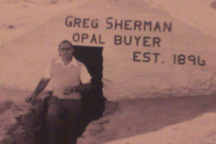 Peter Sherman's late father outside his underground dugout in Coober Pedy in the 1960's.