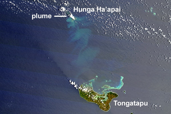 Hunga Ha'apai volcano off Tonga's main island on Tongatapu
