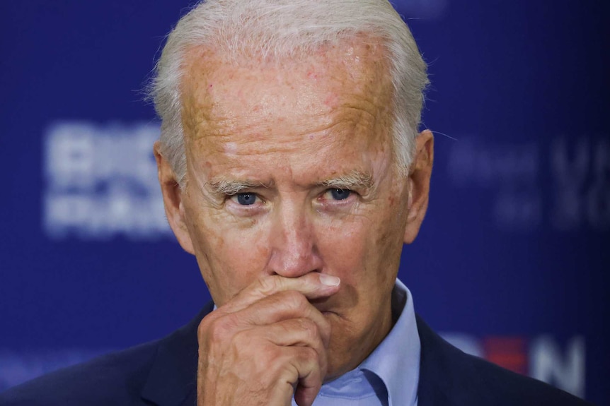 Democratic U.S. presidential nominee and former Vice President Joe Biden pauses as he speaks