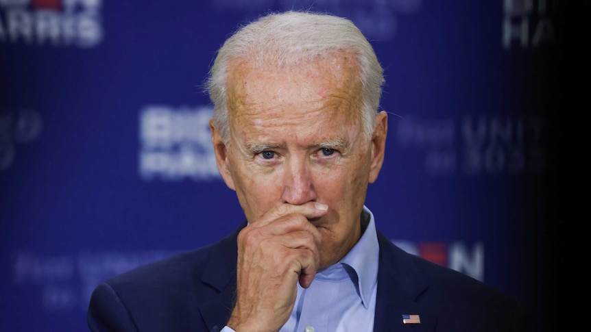 Democratic U.S. presidential nominee and former Vice President Joe Biden pauses as he speaks