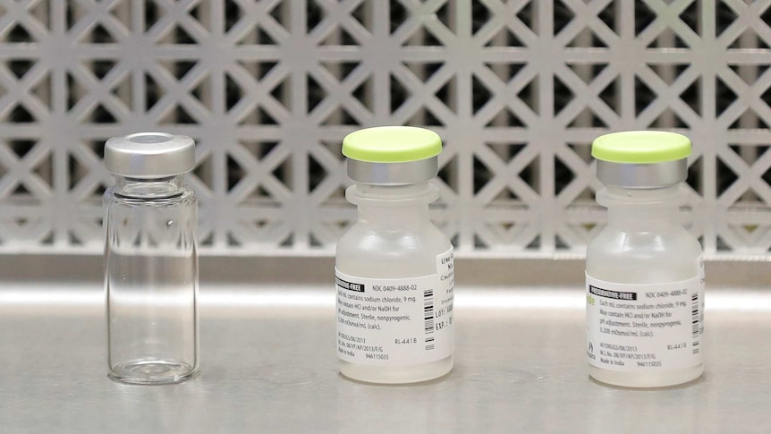 A row of clear medical vials.