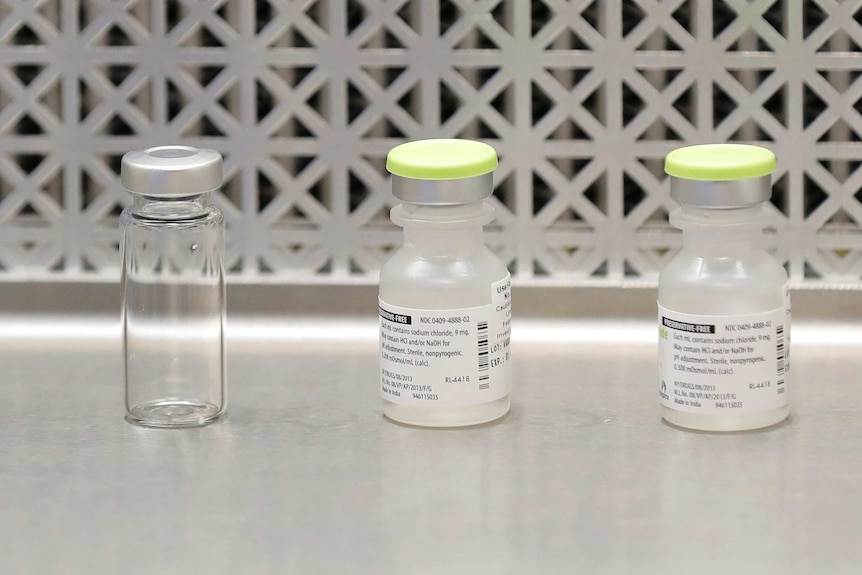 A row of clear medical vials.