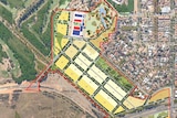 An aerial view of the proposed brickworks development and the new suggested building heights.