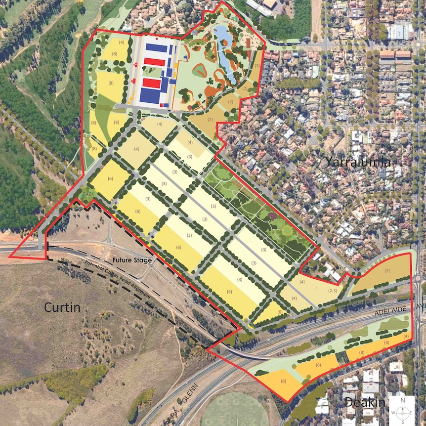 An aerial view of the proposed brickworks development and new suggested building heights.