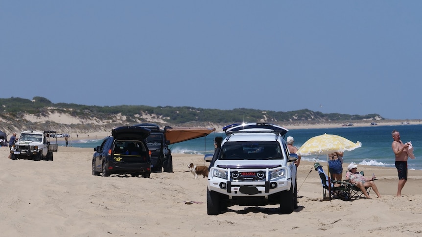 Vehicles on a beach