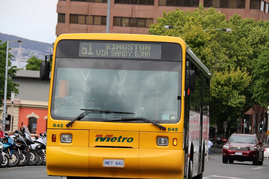 A Metro Tasmania bus on Hobart streets