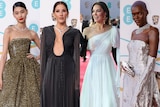A composite image of actresses on the red carpet