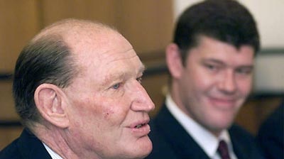 Father and son: Kerry and James Packer in 2004.