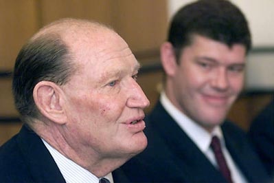 Father and son: Kerry and James Packer in 2004.