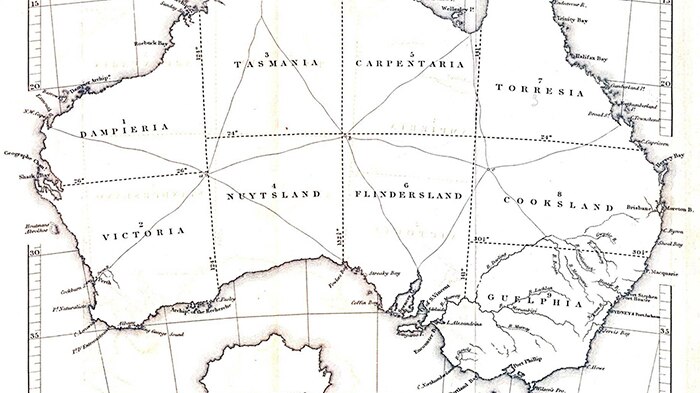 A proposed subdivision of Australia circa 1838