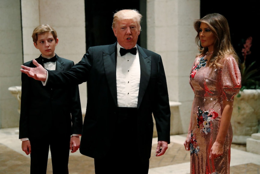 Barron Trump, with Donald and Melania