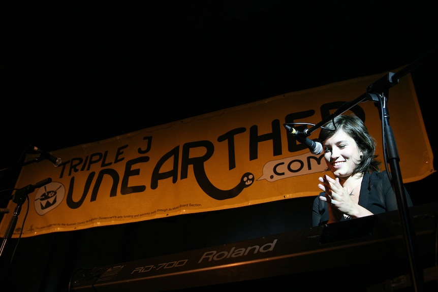 Singer Missy Higgins performs at the launch of radio station Triple J's new Unearthed website