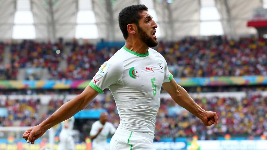 Halliche celebrates goal against South Korea